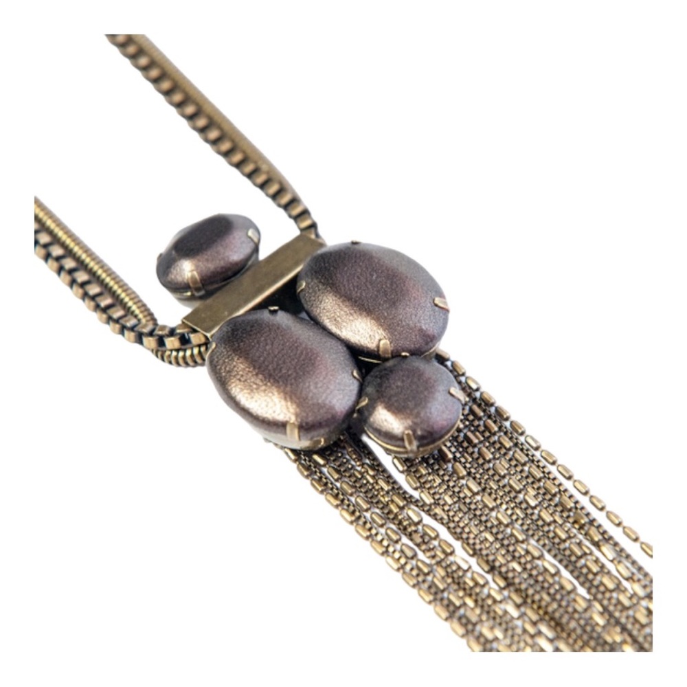 Silpada “Leather Together" Bronze Multi-Strand Tassel Necklace 21”